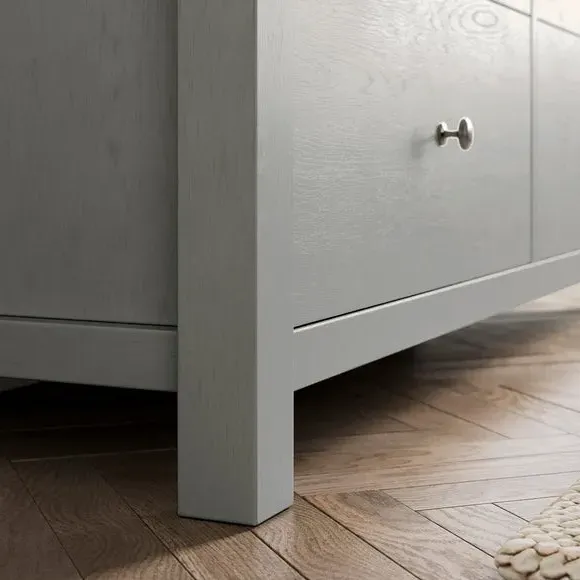 Wide 8 Drawer Chest with Oak Top - Grey