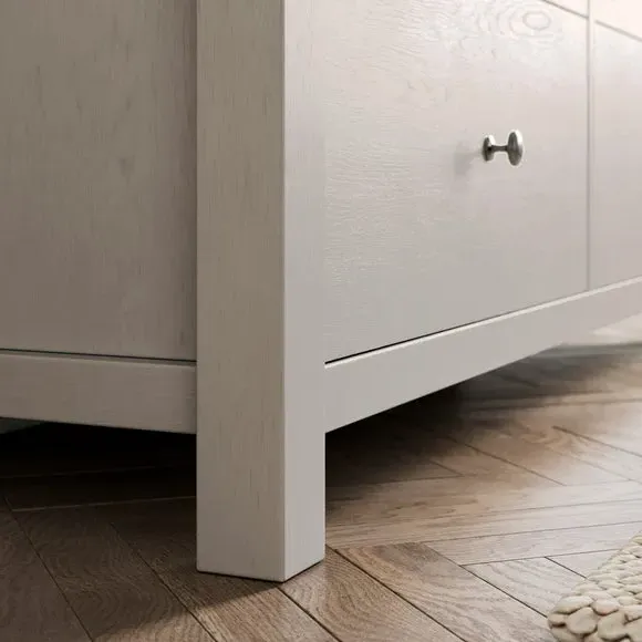 Wide 8 Drawer Chest with Oak Top - Stone