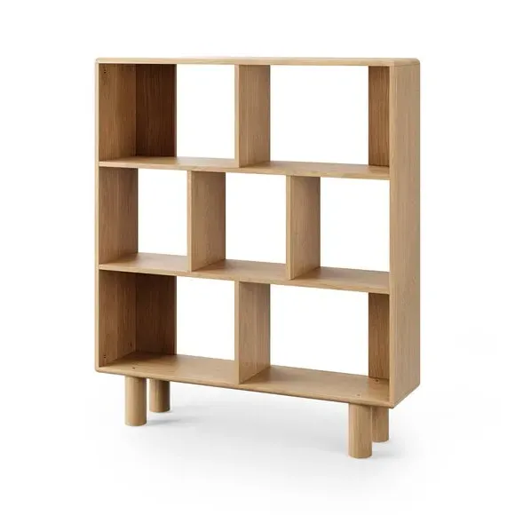 Wide Bookcase with 5 Shelves - Oak Effect