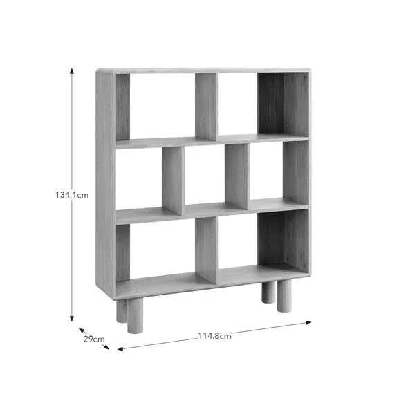 Wide Bookcase with 5 Shelves - Oak Effect