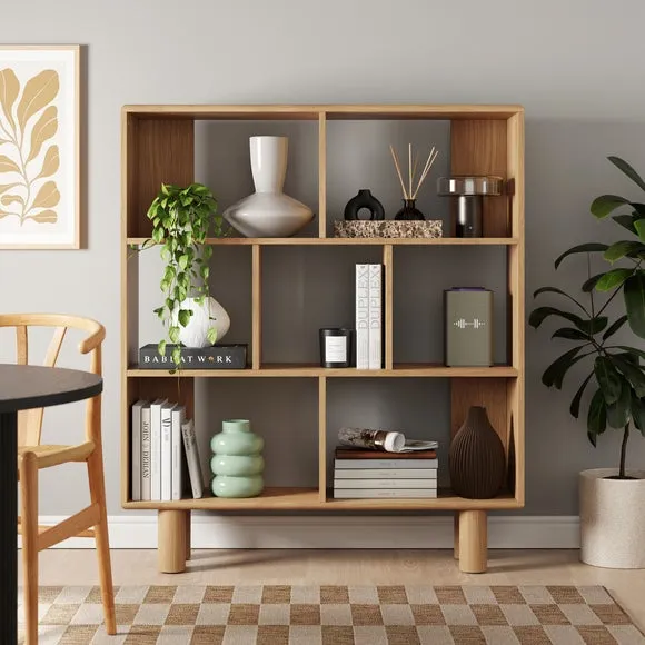 Wide Bookcase with 5 Shelves - Oak Effect image