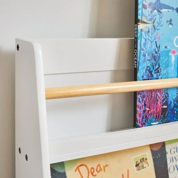 Wide Bookcase with Rounded Edges - White, Wood