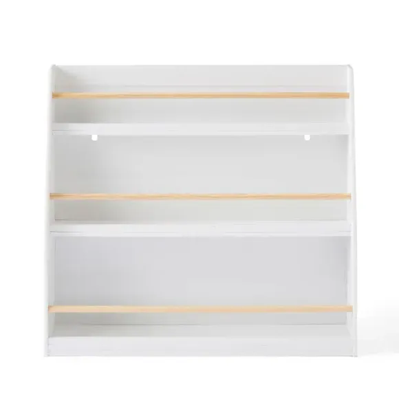 Wide Bookcase with Rounded Edges - White, Wood