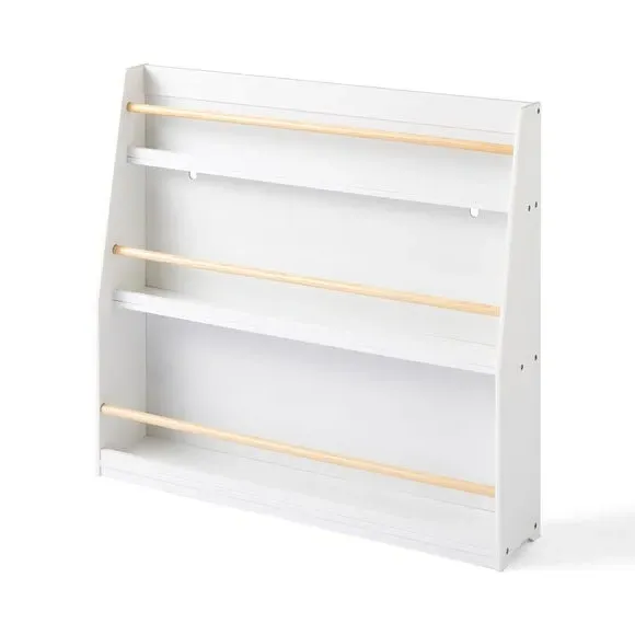 Wide Bookcase with Rounded Edges - White, Wood
