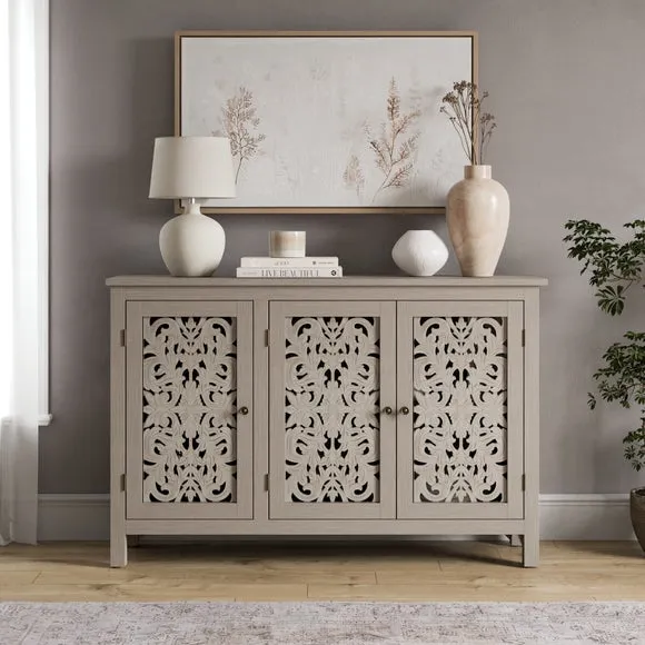 Wide Sideboard with Carved Details - Grey image