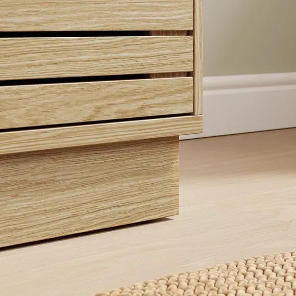 Wide Sideboard with Slatted Front - Light Wood