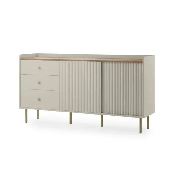 Wide Sideboard with Sliding Doors - Natural