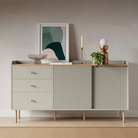 Wide Sideboard with Sliding Doors - Natural