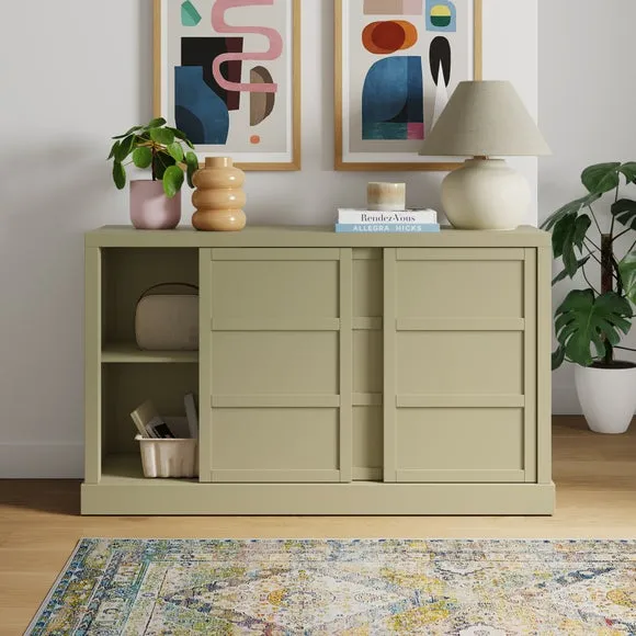 Wide Sideboard with Sliding Doors - Olive