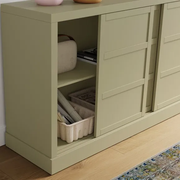 Wide Sideboard with Sliding Doors - Olive
