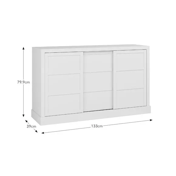 Wide Sideboard with Sliding Doors - White
