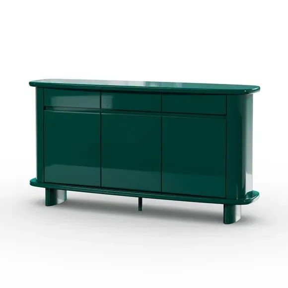 Wide Sideboard with Soft Close - Emerald, Gloss