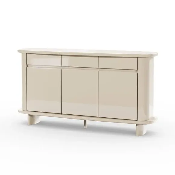 Wide Sideboard with Soft Close - Mushroom, Gloss
