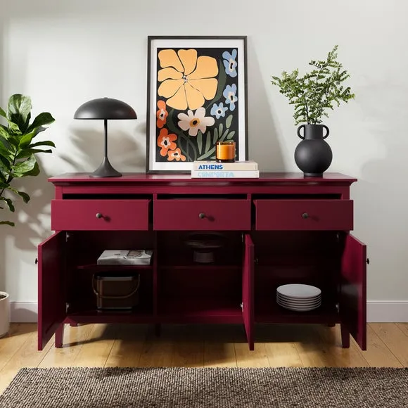Wide Sideboard with Storage - Mulberry, Painted