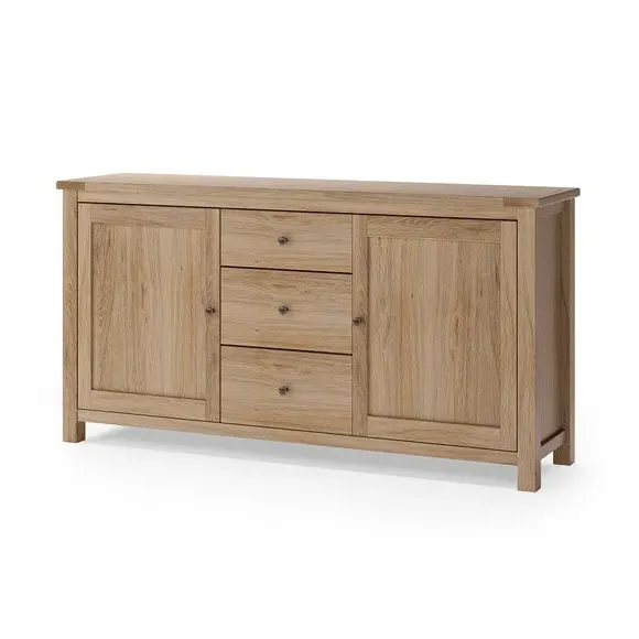 Wide Sideboard with Storage - Oak Effect
