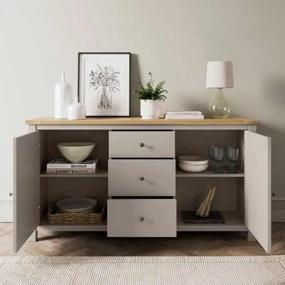 Wide Sideboard with Storage - Stone