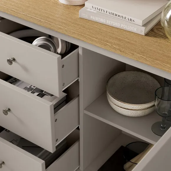 Wide Sideboard with Storage - Stone