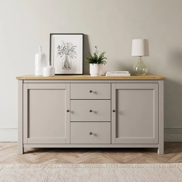 Wide Sideboard with Storage - Stone