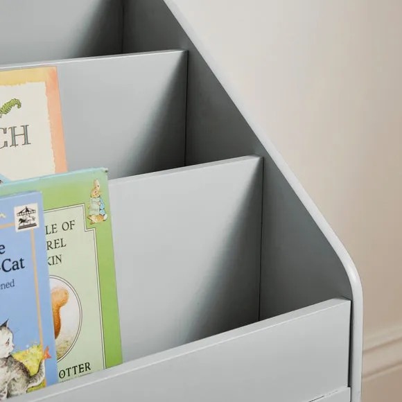 Wide Storage Bookcase with Shelves - Grey