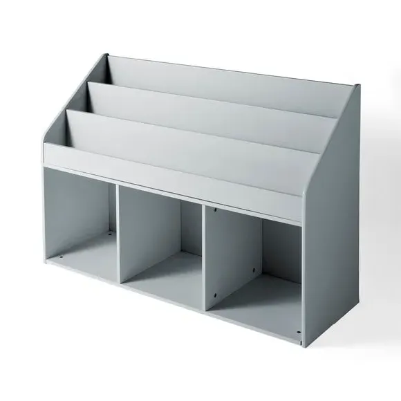 Wide Storage Bookcase with Shelves - Grey