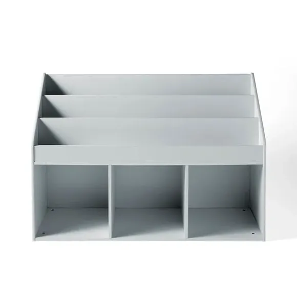 Wide Storage Bookcase with Shelves - Grey