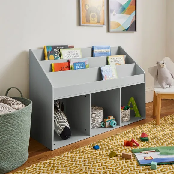 Wide Storage Bookcase with Shelves - Grey image
