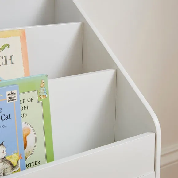 Wide Storage Bookcase with Shelves - White