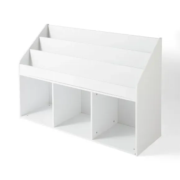 Wide Storage Bookcase with Shelves - White