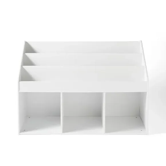Wide Storage Bookcase with Shelves - White