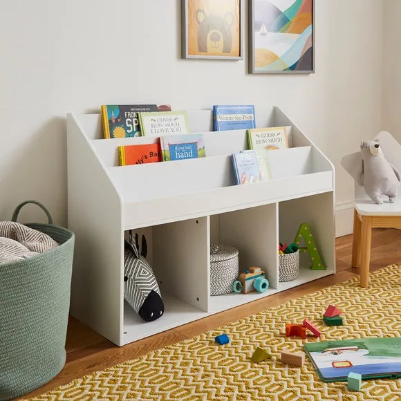 Wide Storage Bookcase with Shelves - White