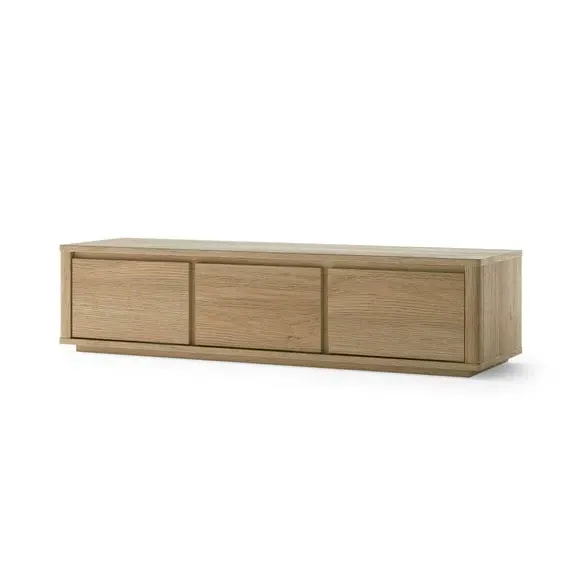 Wide TV Unit with Cable Management - Light Oak