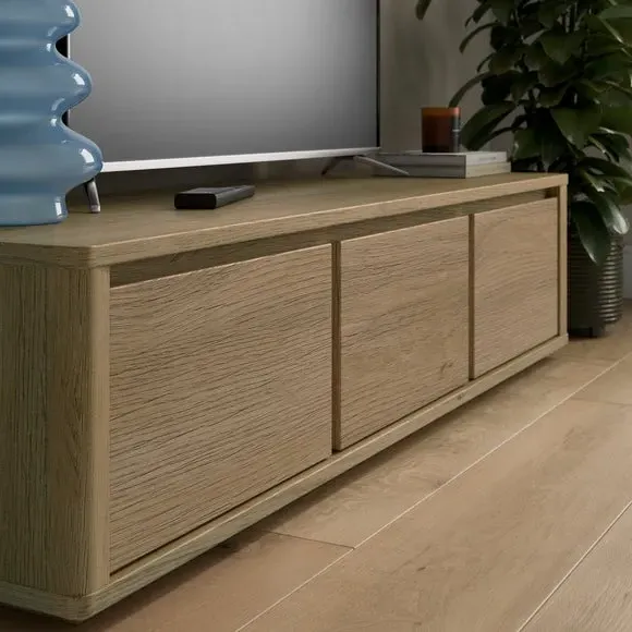 Wide TV Unit with Cable Management - Light Oak