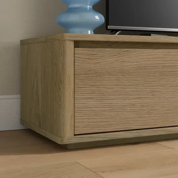 Wide TV Unit with Cable Management - Light Oak