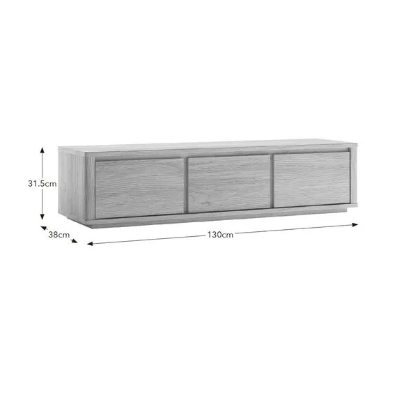 Wide TV Unit with Cable Management - Light Oak