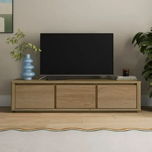 Wide TV Unit with Cable Management - Light Oak image