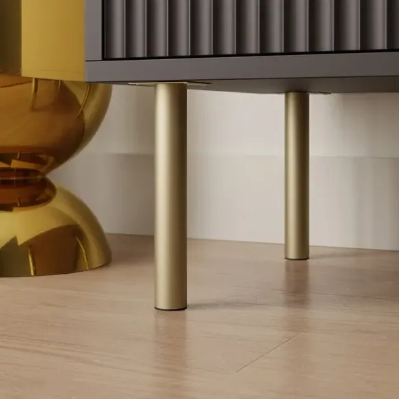 Wide TV Unit with Sliding Doors - Black, Wood