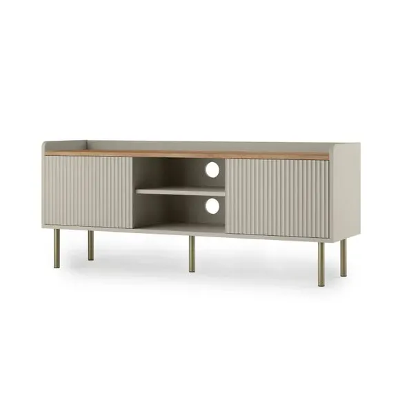 Wide TV Unit with Sliding Doors - Natural, Wood