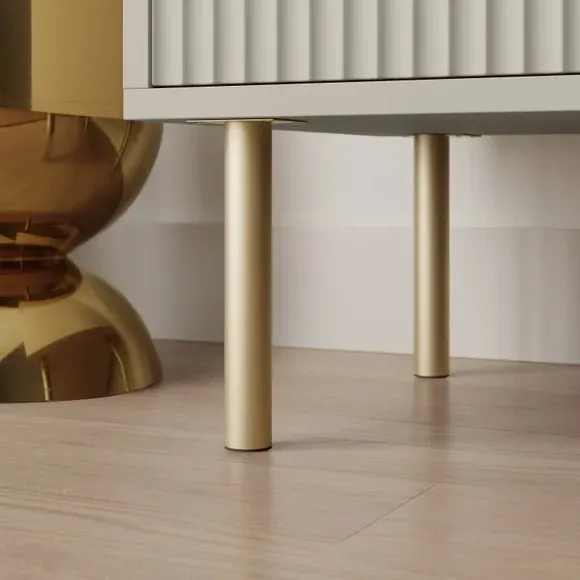 Wide TV Unit with Sliding Doors - Natural, Wood