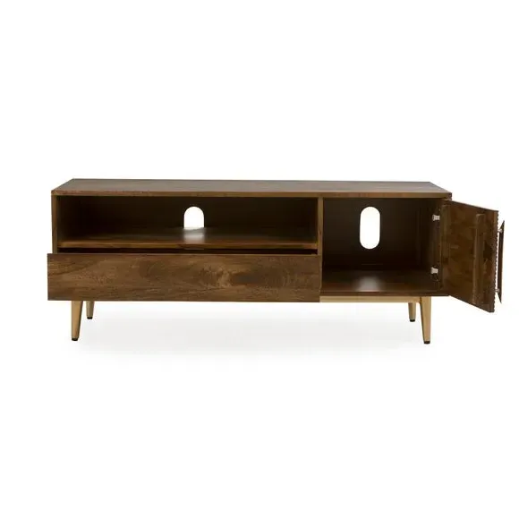 Wide TV Unit with Storage - Dark Wood, Mango