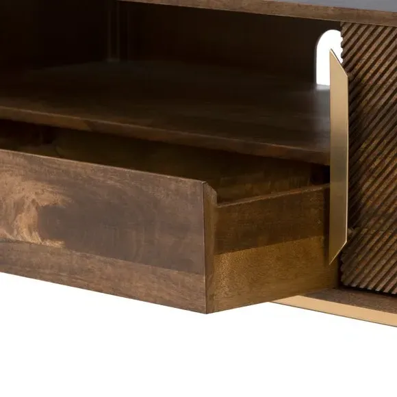 Wide TV Unit with Storage - Dark Wood, Mango