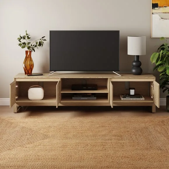 Wide TV Unit with Storage - Light Oak, Wood