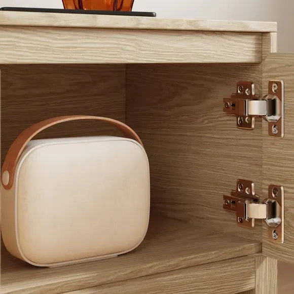 Wide TV Unit with Storage - Light Oak, Wood
