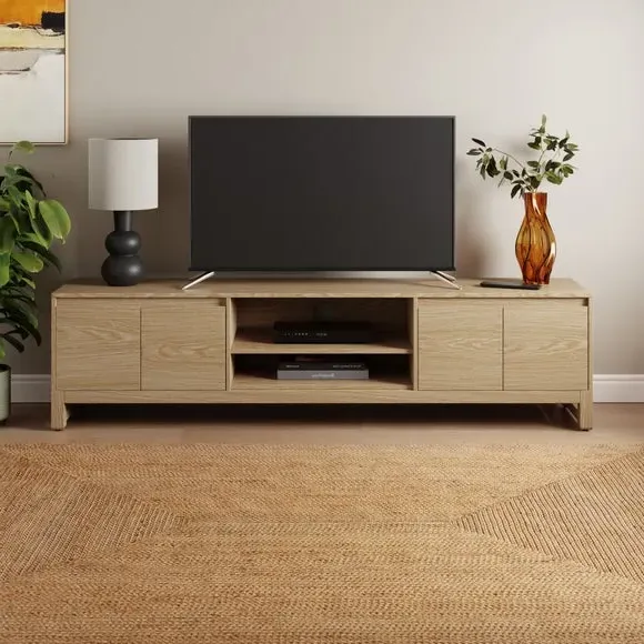 Wide TV Unit with Storage - Light Oak, Wood