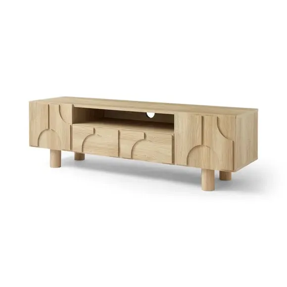 Wide TV Unit with Storage - Oak Effect