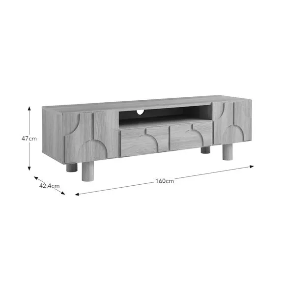 Wide TV Unit with Storage - Oak Effect