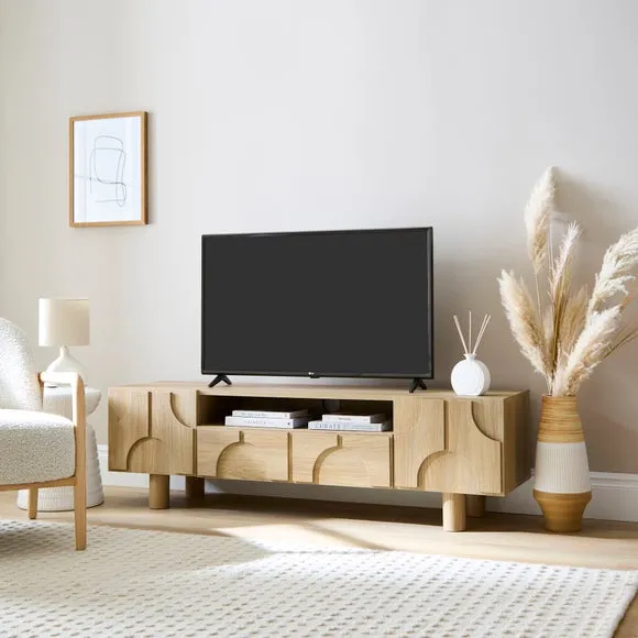 Wide TV Unit with Storage - Oak Effect image