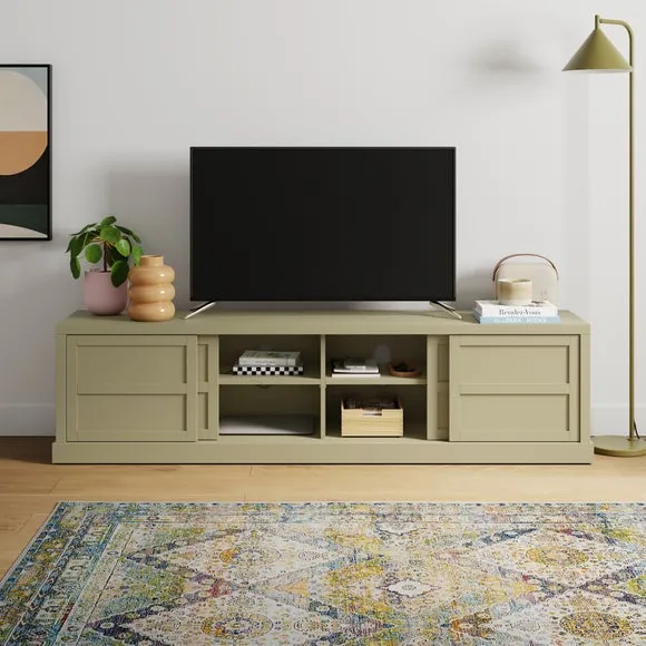 Wide TV Unit with Storage - Olive