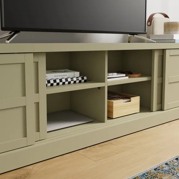 Wide TV Unit with Storage - Olive