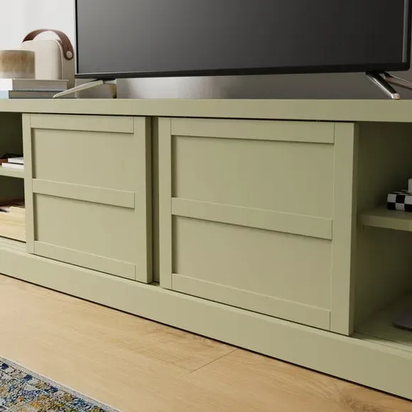 Wide TV Unit with Storage - Olive