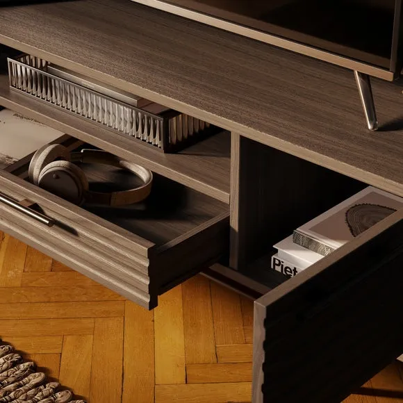 Wide TV Unit with Storage - Walnut, Wood